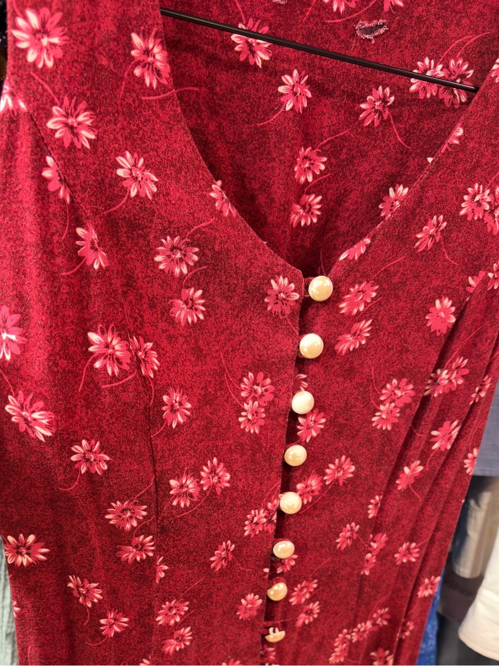 Vintage 90s cottagecore romantic boho whimsical Floral Button-Front Midi Dress - Picture 5 of 9